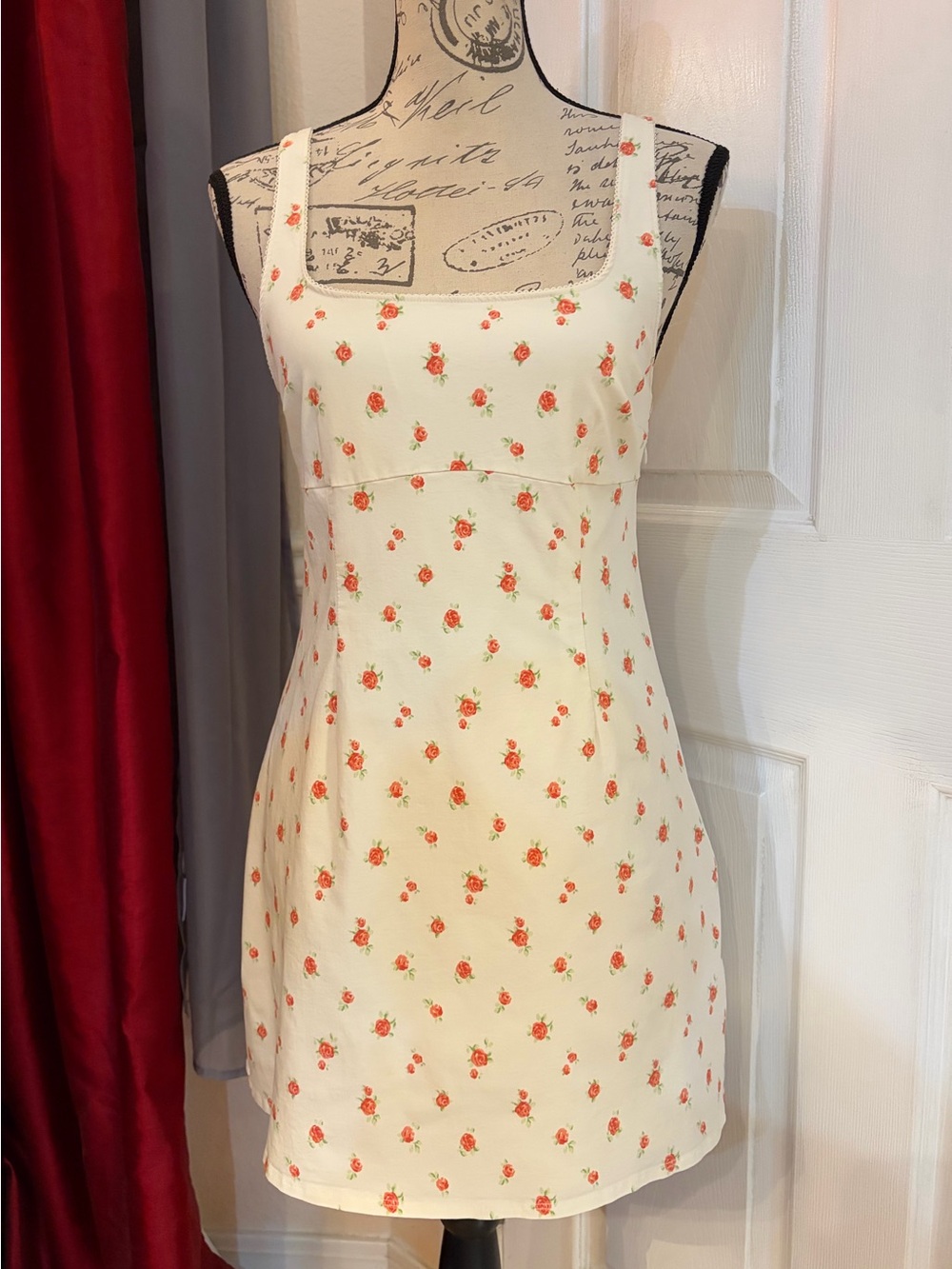 H&M Divided Cream Mini Dress with Rose Print